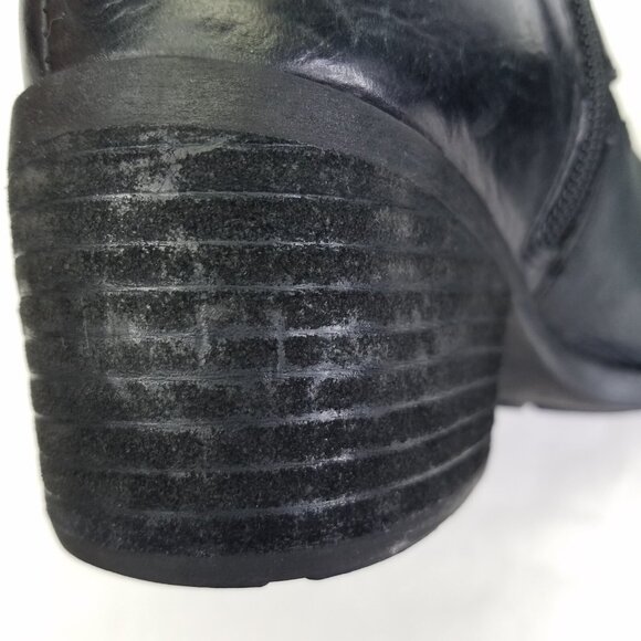 Born Korita Western Boot Women's 7.5 Black Leather Suede Zip Sides Buckle Heel - Picture 14 of 16